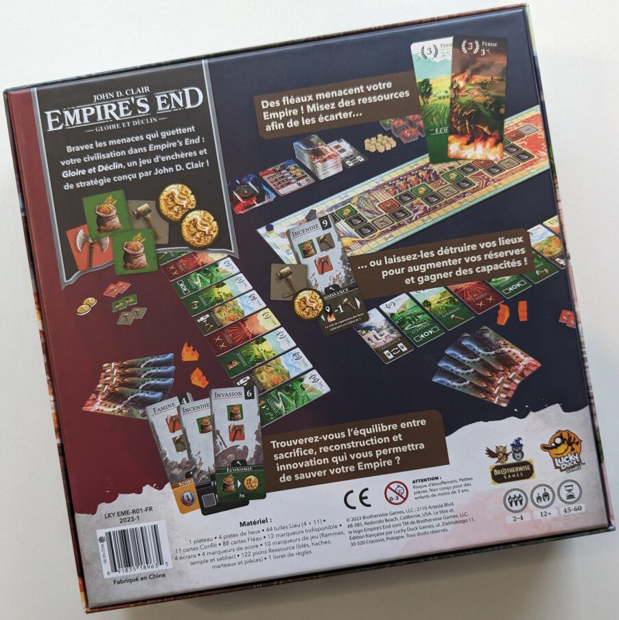 Jeudice - Lucky Duck Games - Empire's End - Jeu de Société - Gestion Ressources - Enchères
