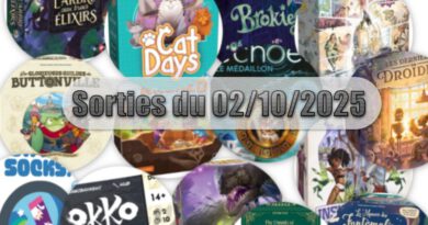 Les Sorties des Jeux de Société du 03 Octobre 2025